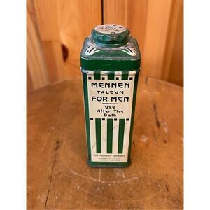 Antique Art Deco Mennen Talcum Powder After Bath Men￼Natural Advertising TIN (82